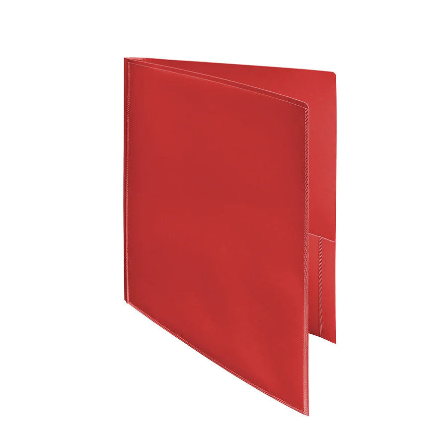 3 Prongs 2 Pocket Folder, Heavy Duty, with Clear Front Pocket, Red