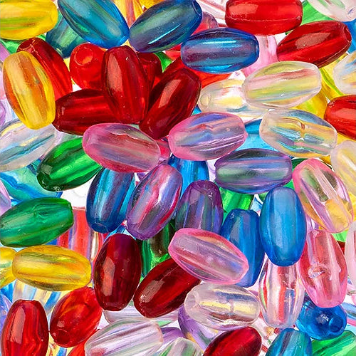 Rosary Oval Oat Beads 9x6mm Transparent Multi 1000pcs