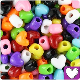 Pony Bead Heart 10x12mm Opaque Multi 1000pcs