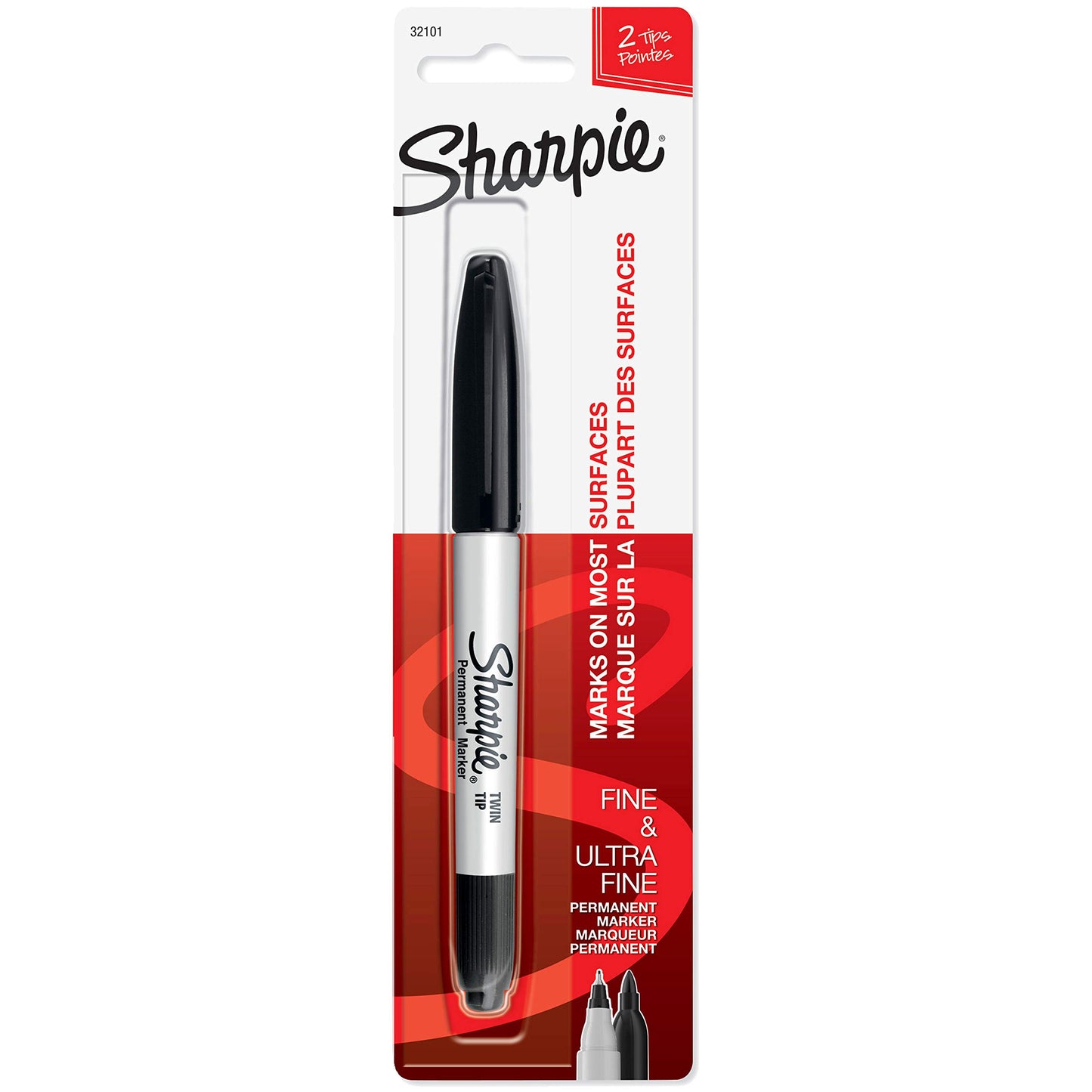 Sharpie Twin Tip Permanent Marker, Black, Each