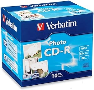 Verbatim Photo CD-R 700MB, 80 Minutes, 52x Recordable Compact Disc (Jewel Case of 10)