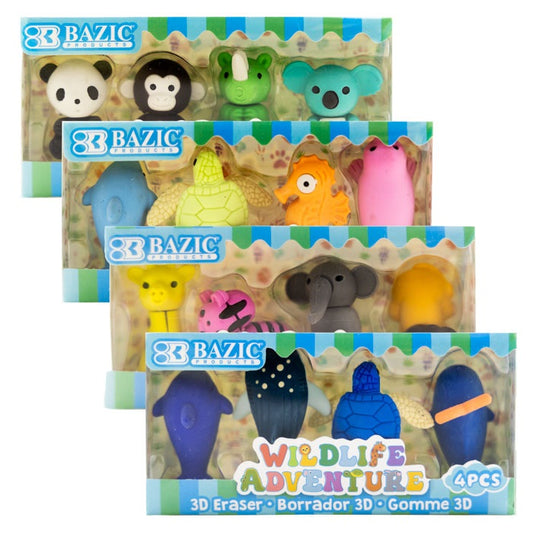 BAZIC Wildlife Adventures 3D Eraser, Pack May Vary