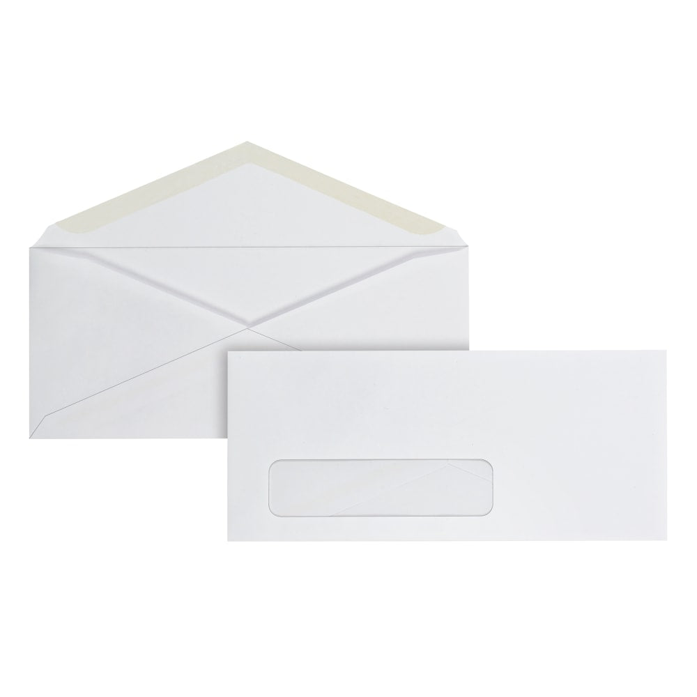 Envelopes, #9 Left Window, 3-7/8" x 8-7/8", Gummed Seal, White, Box Of 500