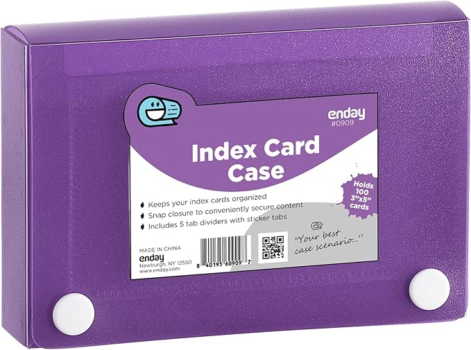 Enday Index Card Case Soft with 5 tab Dividers Purple