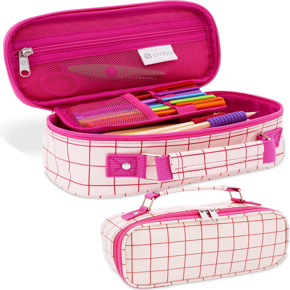 Big Capacity Pencil Case Pink, with Zipper