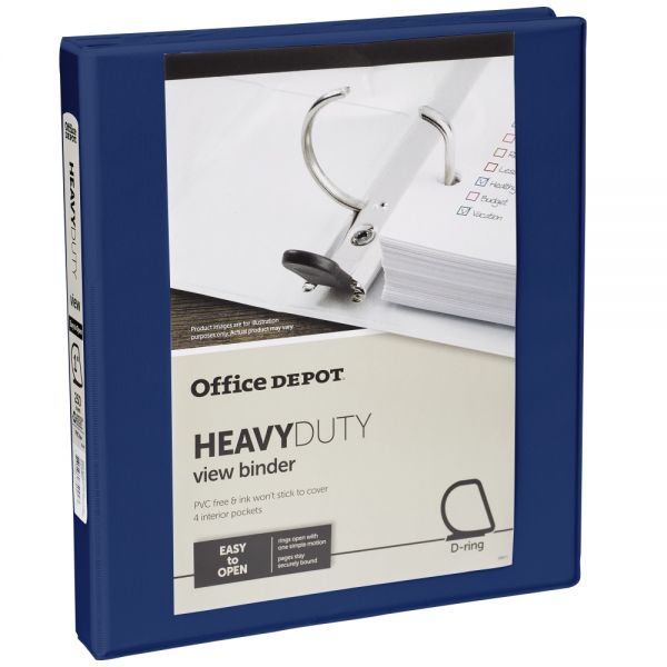 Heavy-Duty View 3-Ring Binder, 1" D-Rings Dark Blue
