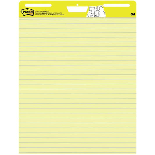 Self-Stick Wall Pad, 25 X 30, Yellow Ruled, 30 Sheets, Each