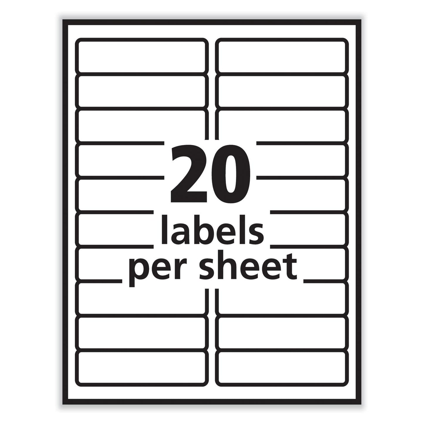 White Labels 20 on a page 100 Sheets/Box