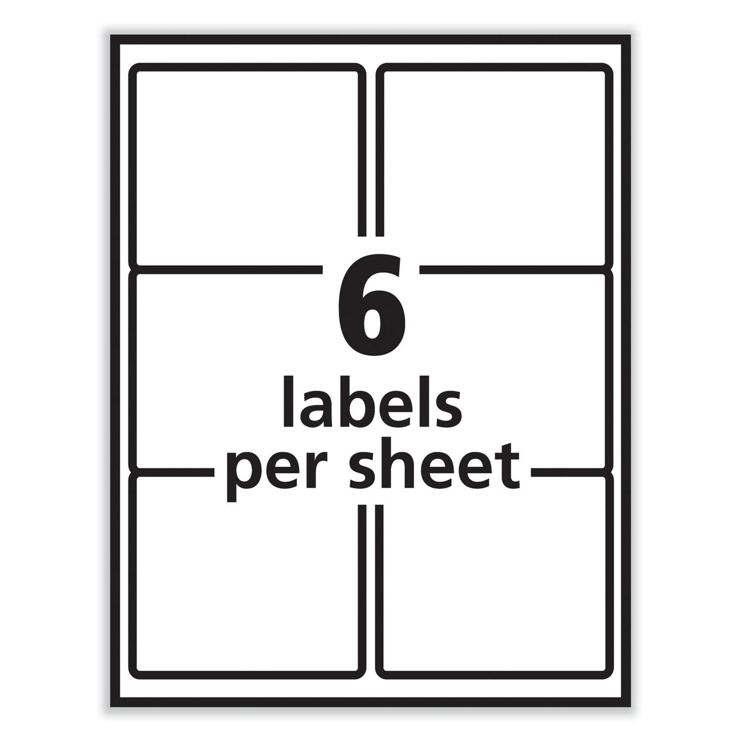 White Labels 6 on a page 100 Sheets/Box
