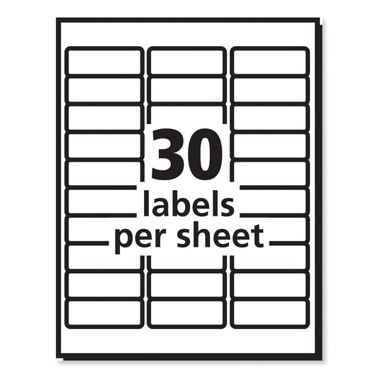 White Labels 30 on a page 25 Sheets/Box