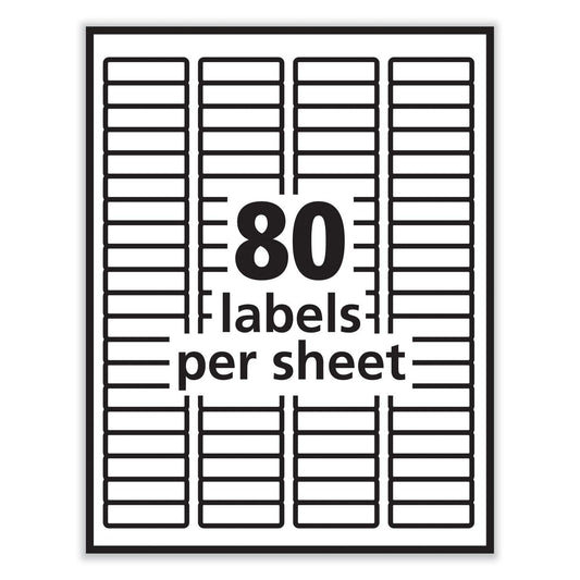 White Labels 80 on a page 25 Sheets/Box