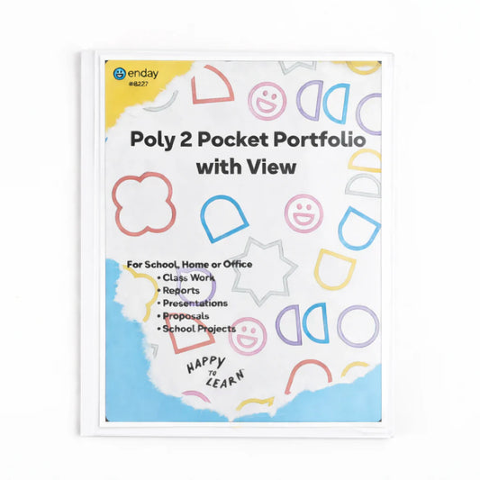 Enday Poly 2-Pockets Portfolio, With View, White