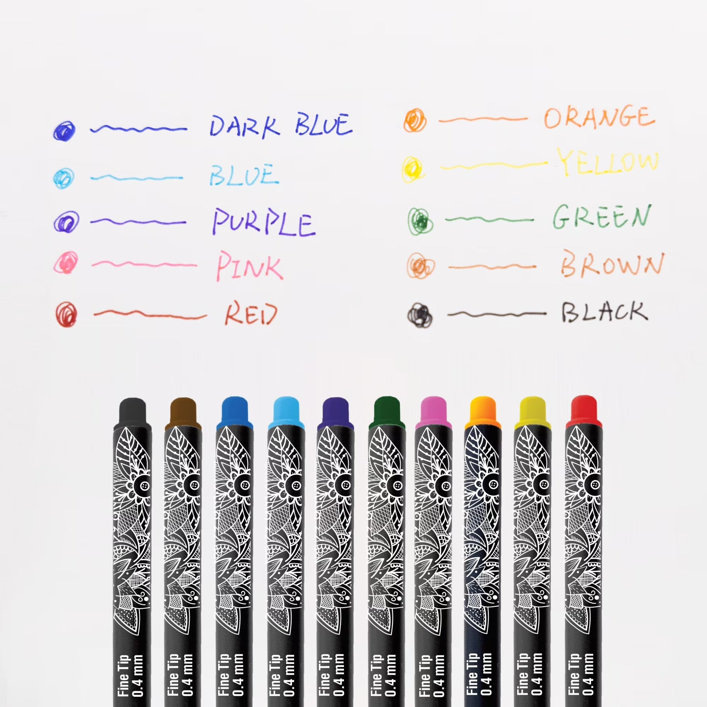 10 Color Skylar 0.4 mm Fineliner Pen