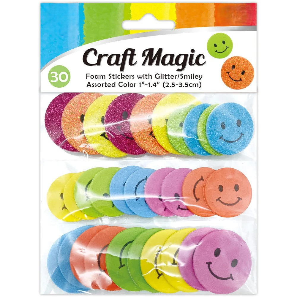 Foam Smiley sticker 30ct.