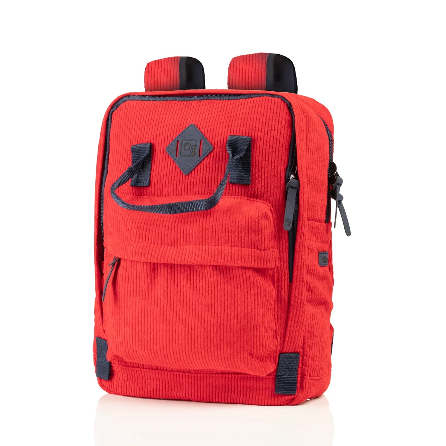 14" Red Multi Pocket Corduroy Backpack