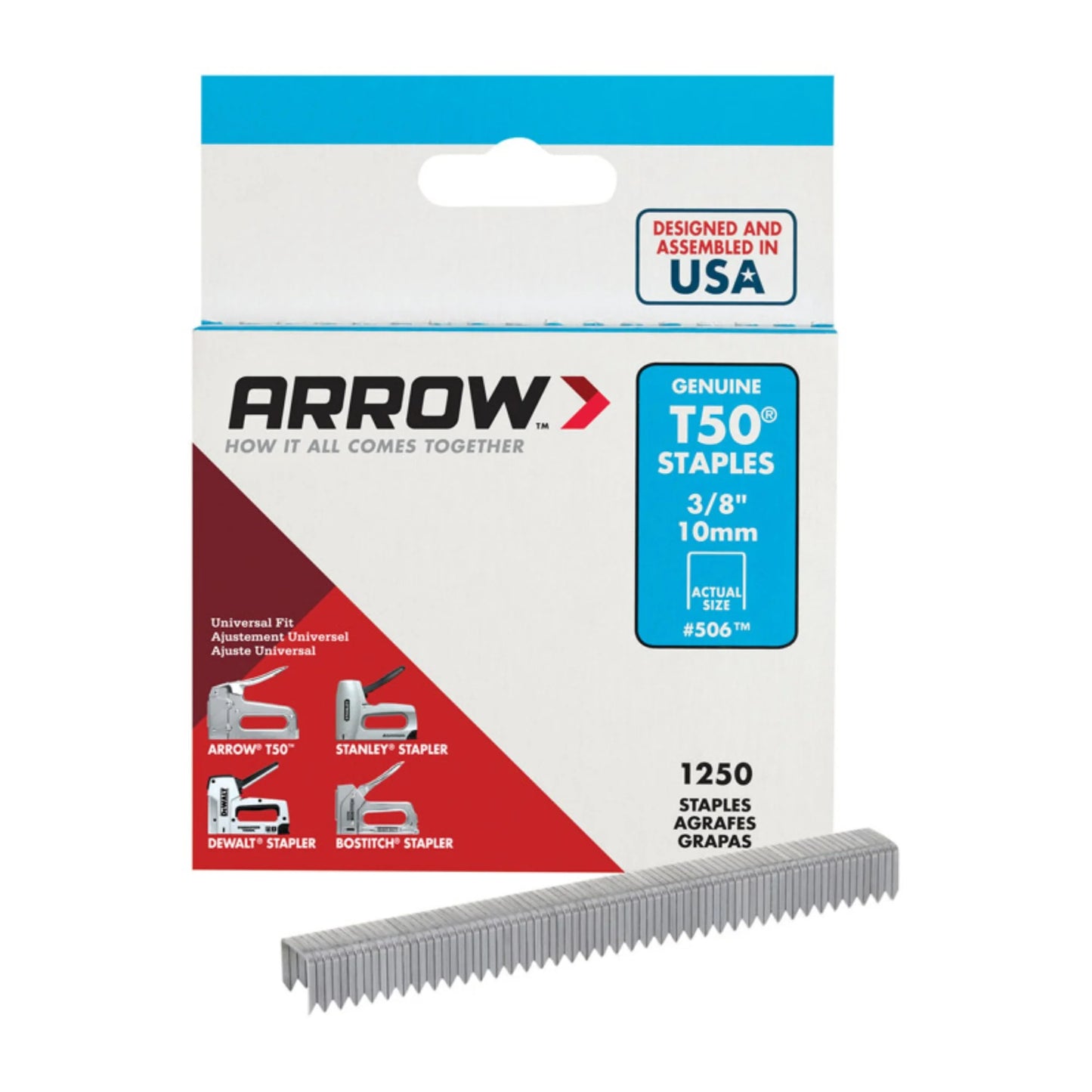 Arrow T50 Staples 3/8" #506 1250 Staples