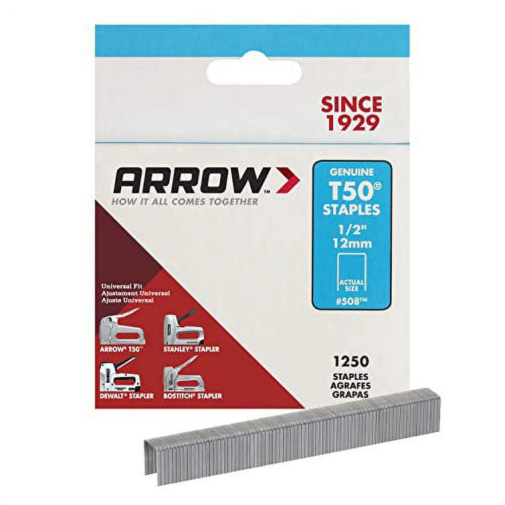 Arrow T50 Staples 1/2" #508 1250 Staples