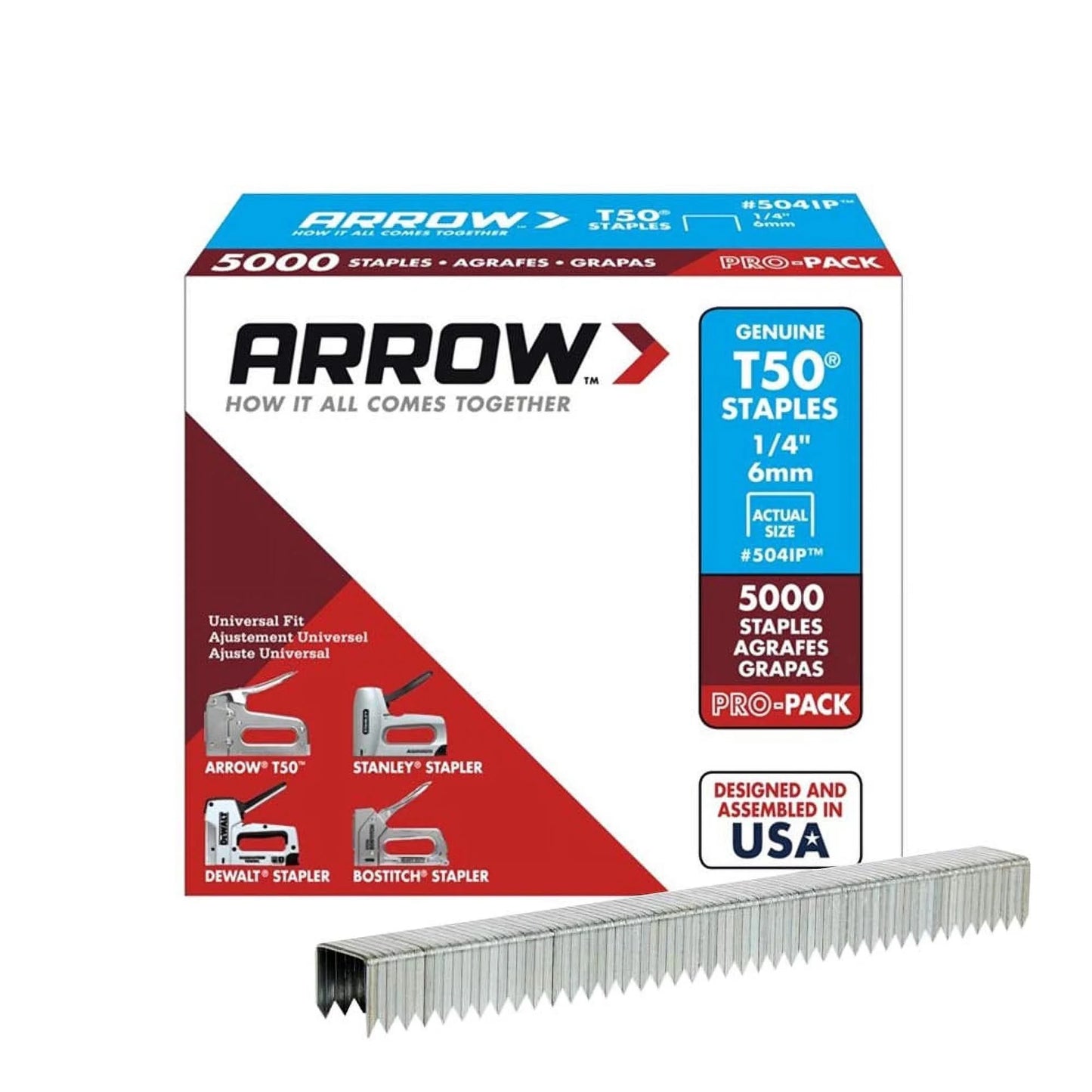 Arrow T50 Staples 1/4" #504 1250 Staples