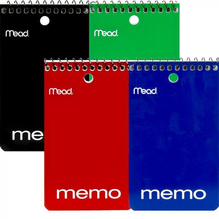 Mead Wirebound Memo Pad 40 White 4 x 6 Sheets Color May Vary