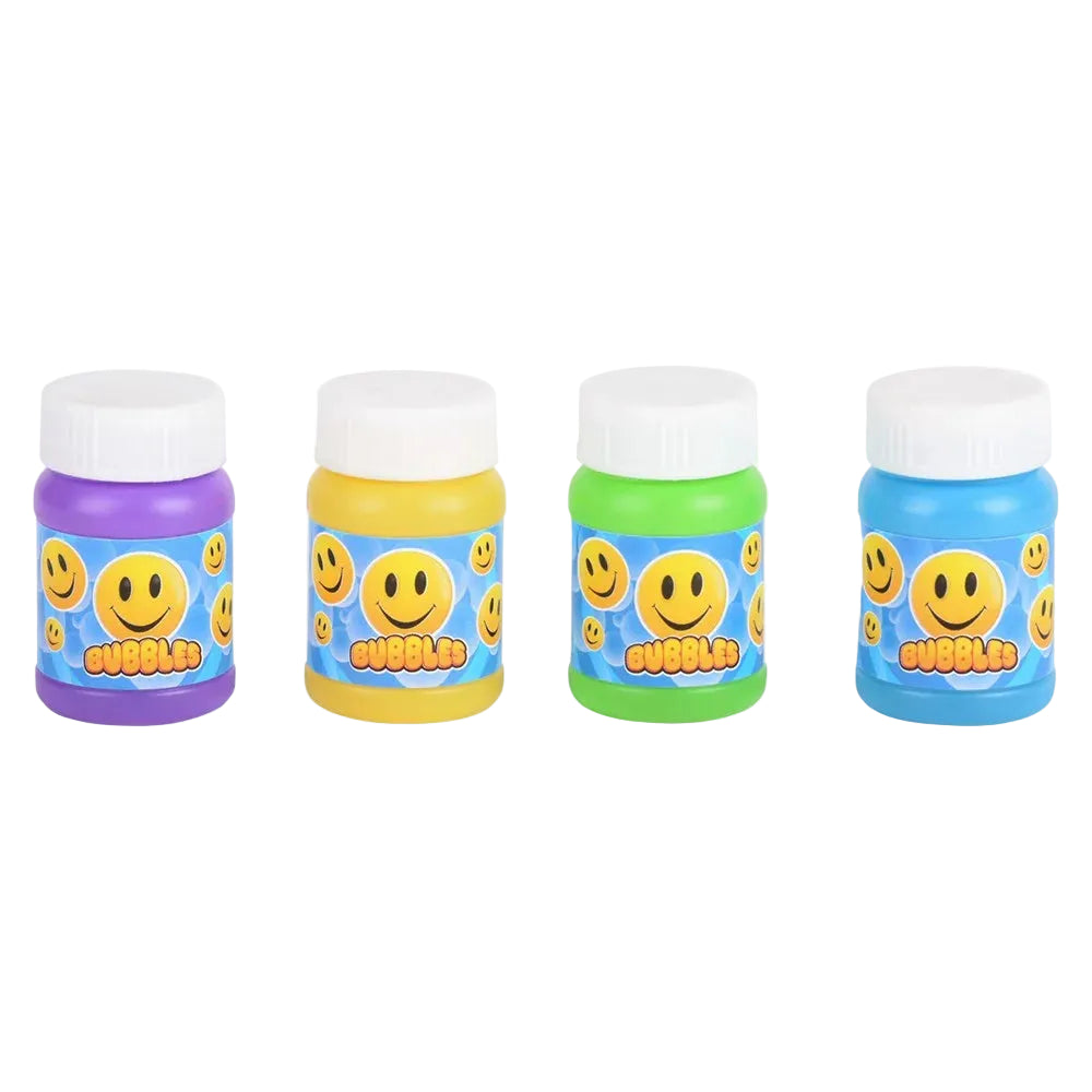 Mini Smile Face Bubble Bottle 1oz, 12 pcs, Color Vary