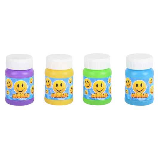 Mini Smile Face Bubble Bottle 1oz, 12 pcs, Color Vary