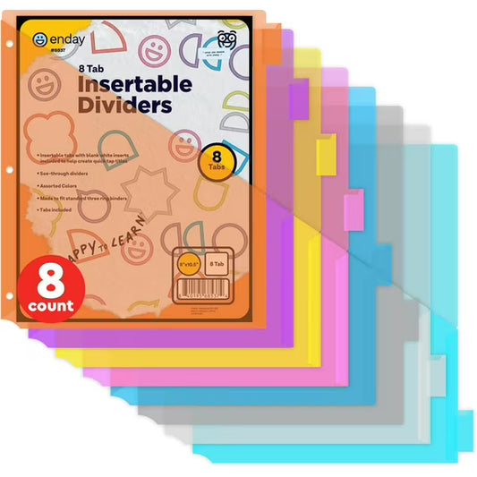 Enday 8 Tab Dividers with Pockets for 3 Ring Binder