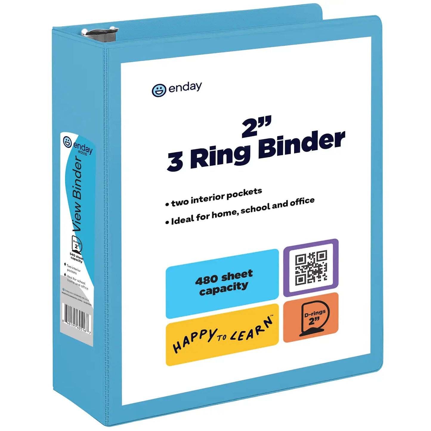 Enday 2″ Slant-D Ring View Binder With 2 Pockets, Light Blue