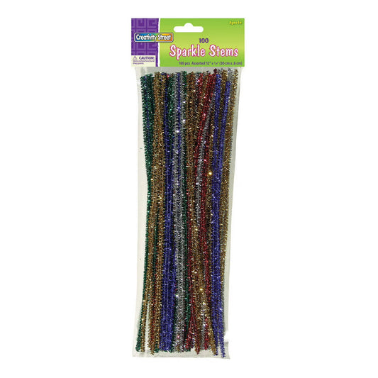 Sparkle Pipe Cleaner (Chenille Stems) 12" X 6 100 Pieces Assorted Colors