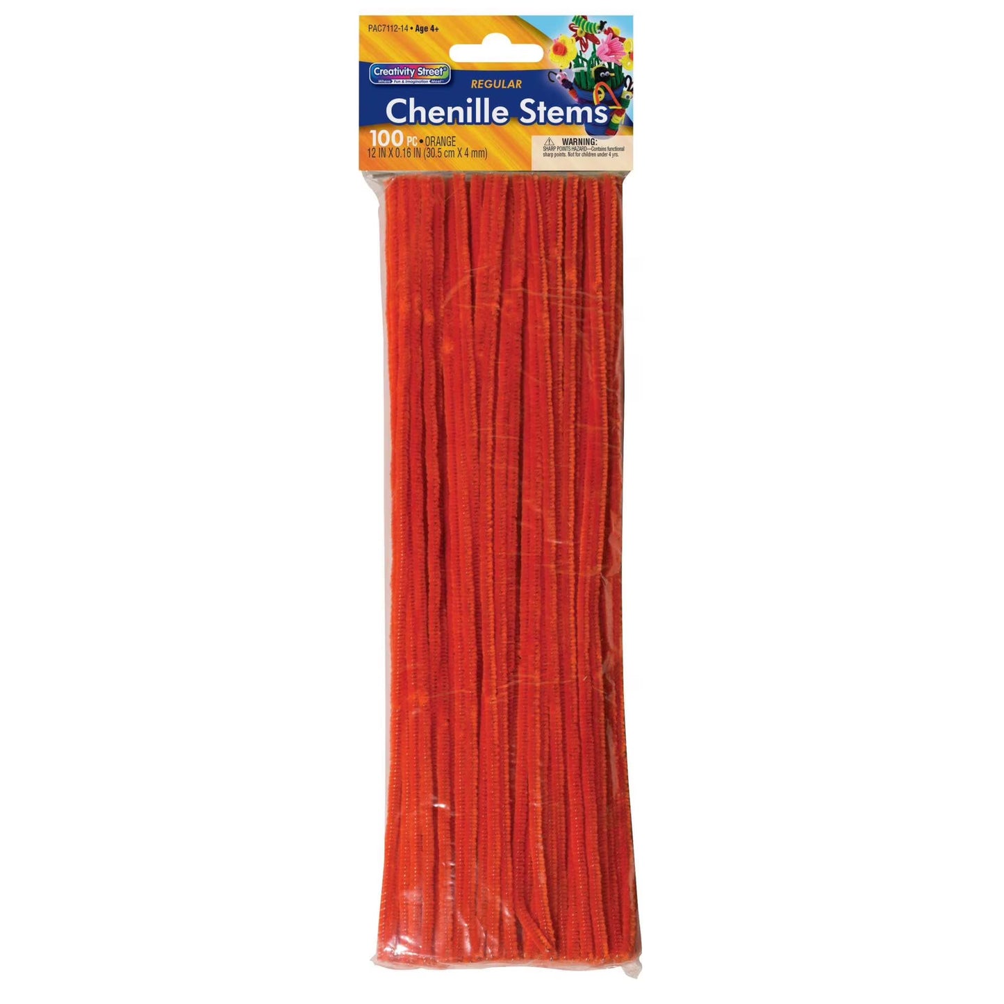 Pipe Cleaner (Chenille Stems) 12" X 6 100 Pieces Orange