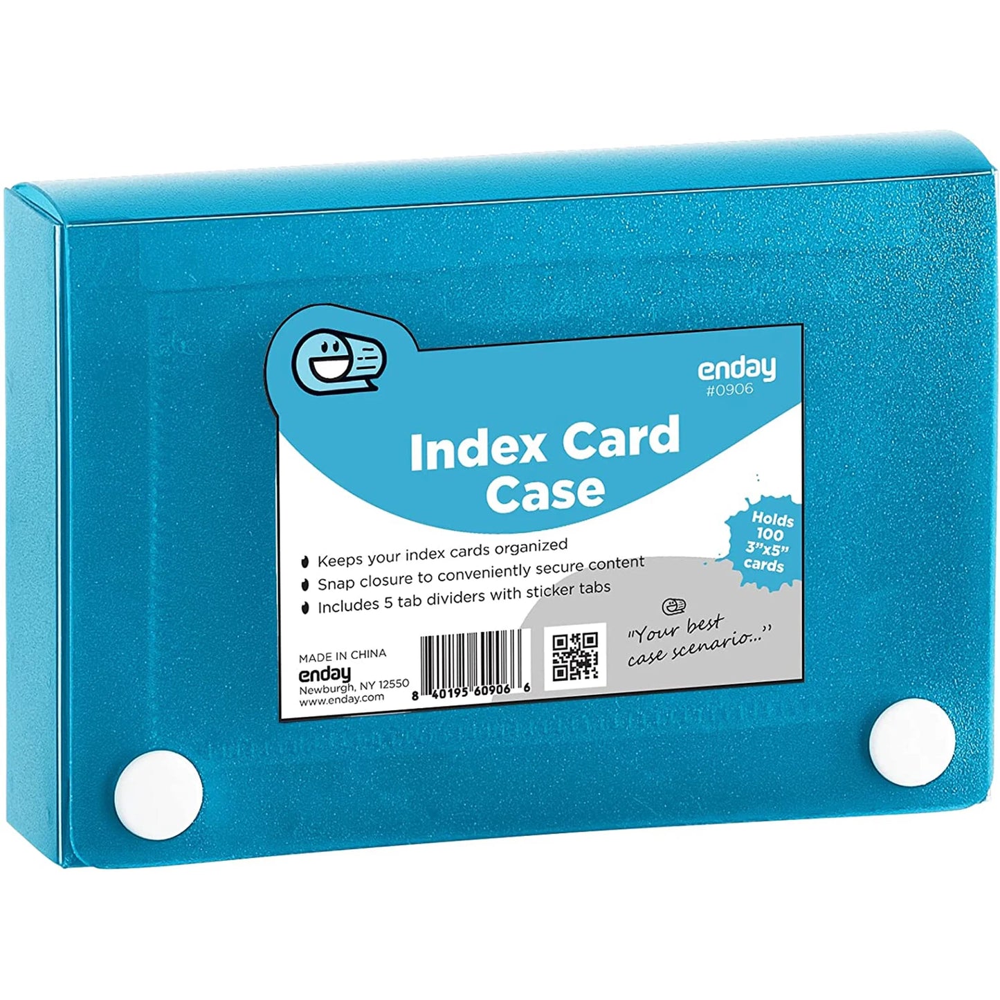 Enday Index Card Case Soft with 5 tab Dividers Blue