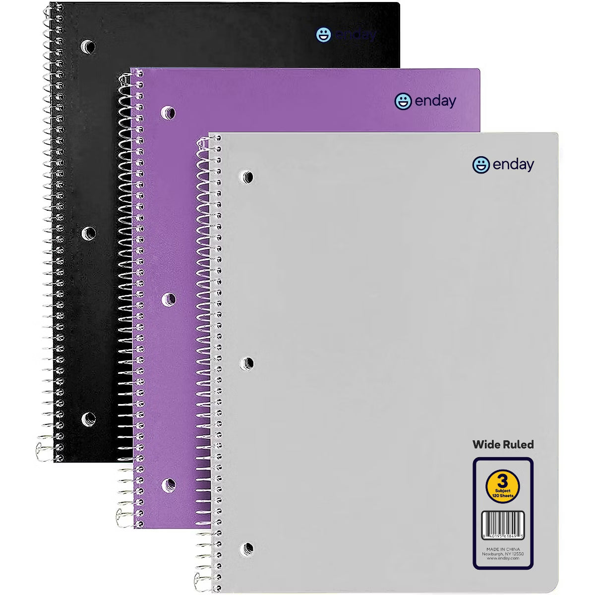 3 Subject Spiral Notebooks, College Ruled Color may vary