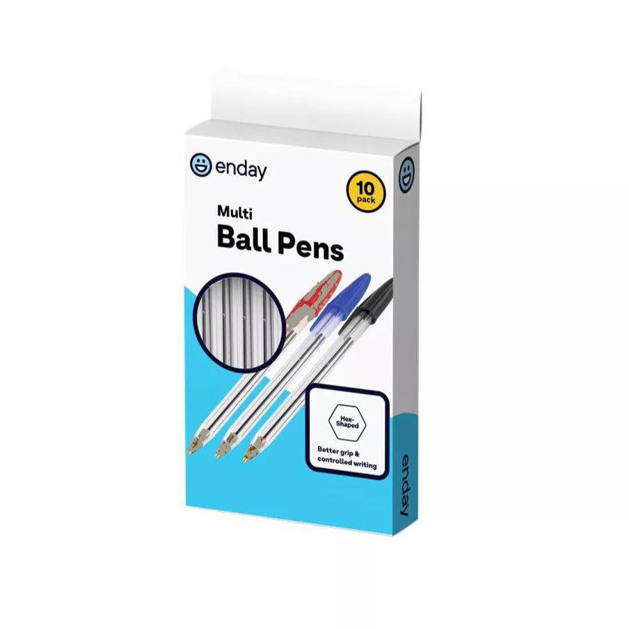 Stick Pen with Cap, Assorted 10 Pack