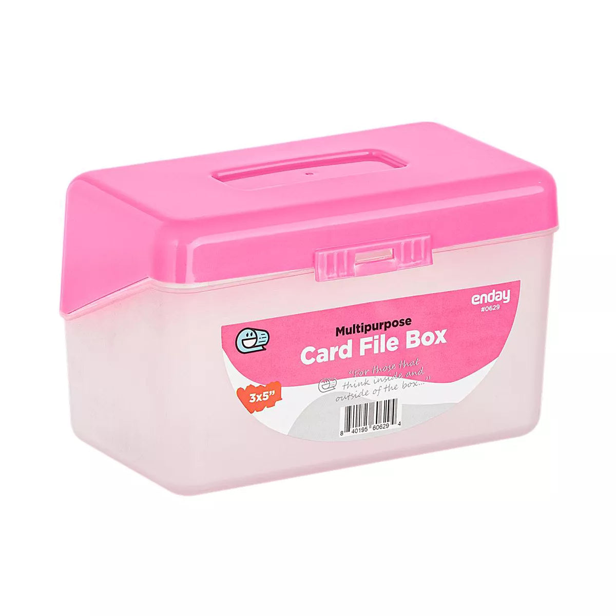 Enday 3" X 5" Index Card File Box Pink
