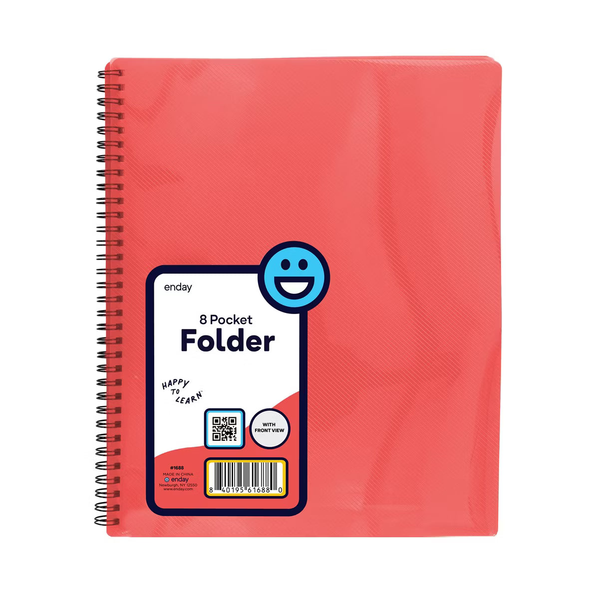 Enday Poly 8 Pockets Folder with Cover View, Red