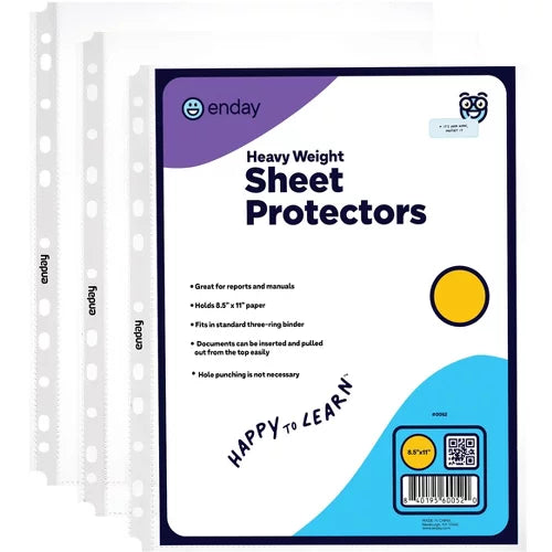 Enday Heavy Weight Top Loading Sheet Protectors, 100/Pack