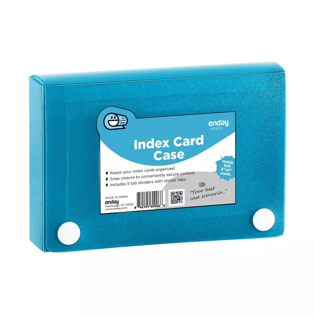 Enday Index Card Case Soft with 5 tab Dividers Blue