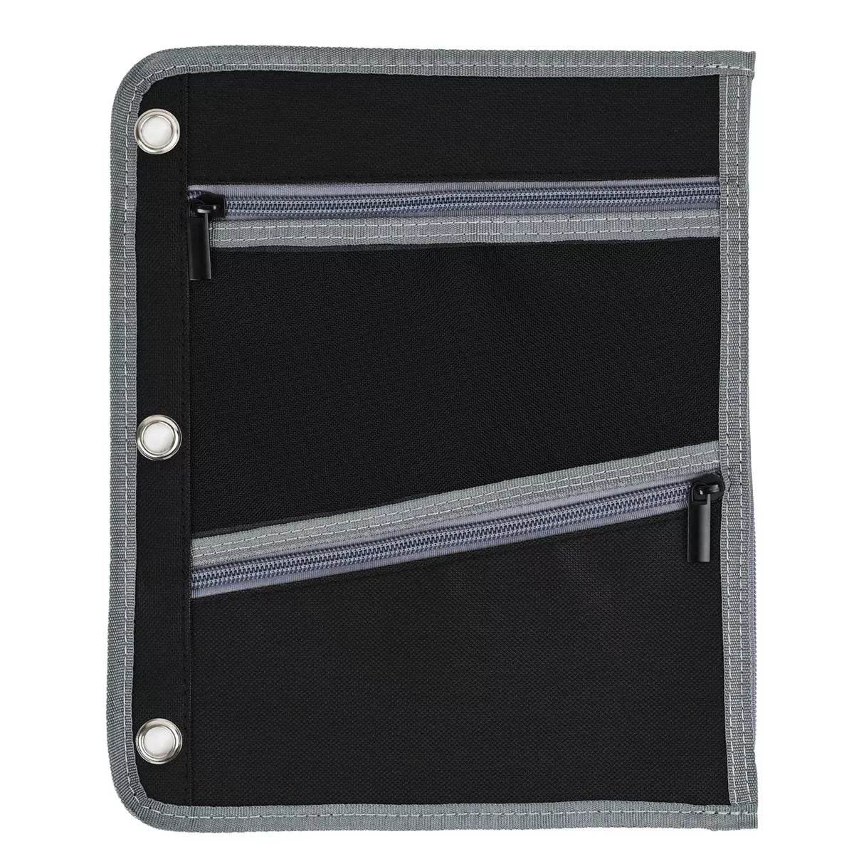 Enday Large Pencil Pouch for 3 Ring Binder, 3-Pocket Flat Pencil Pouch, Zippered Binder Pencil Pouches