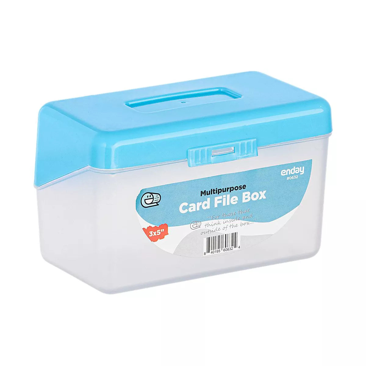 Enday 3" X 5" Index Card File Box Blue