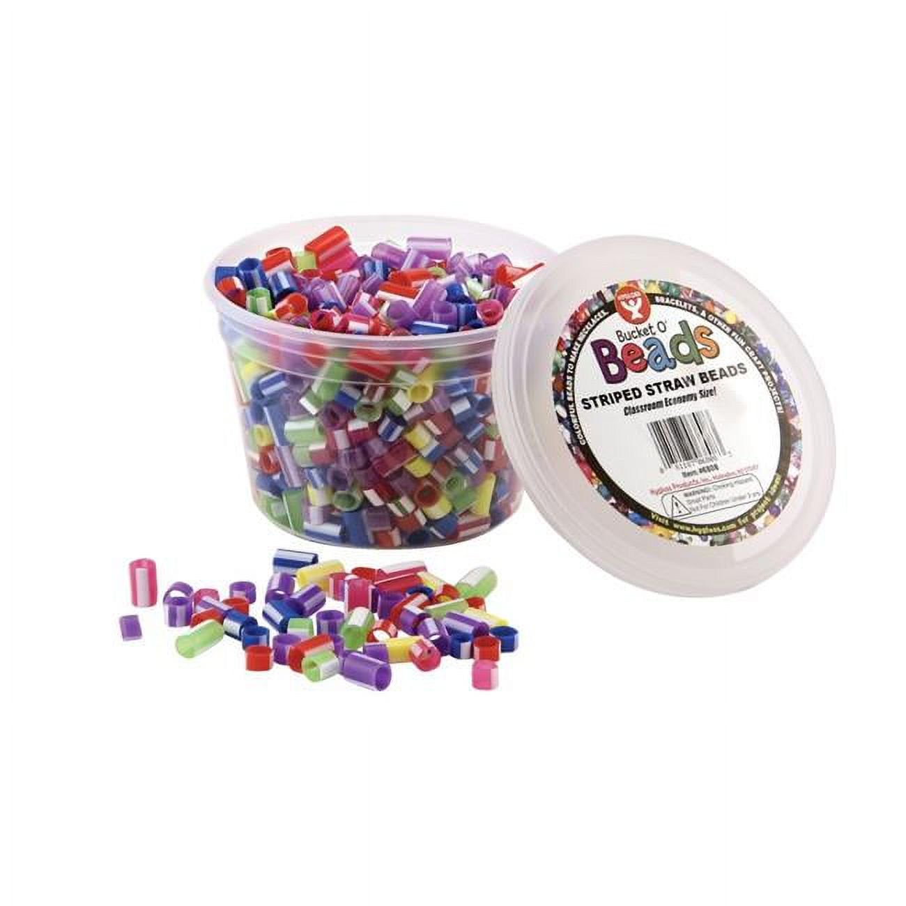 Striped Straw Beads, Approx. 700 Pcs.