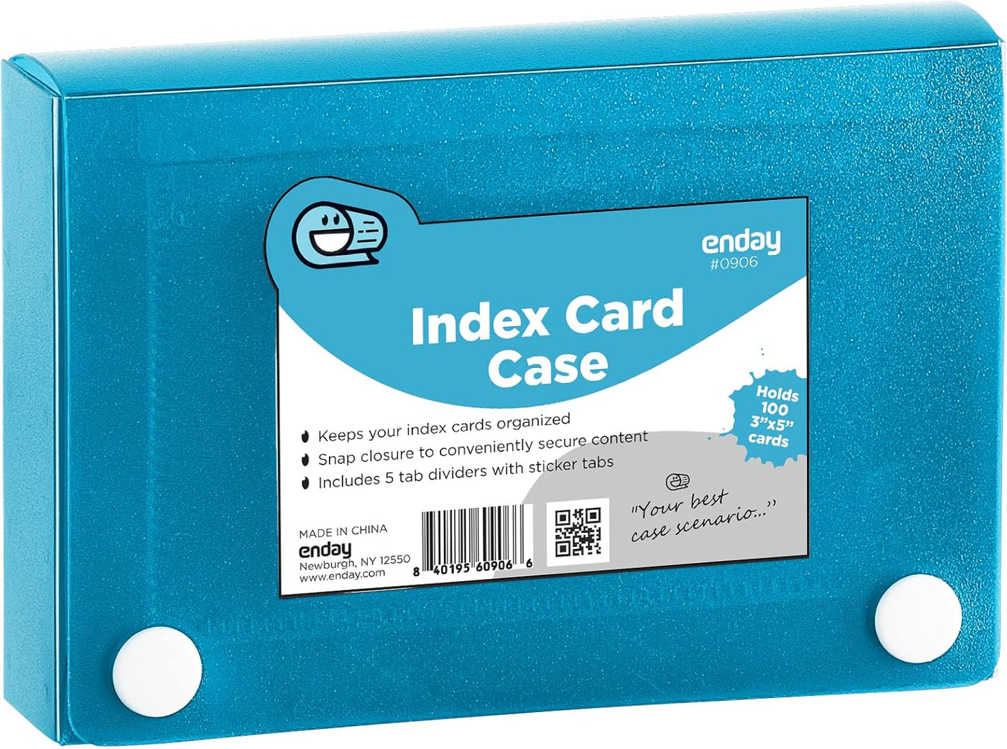 Enday Index Card Case Soft with 5 tab Dividers Blue