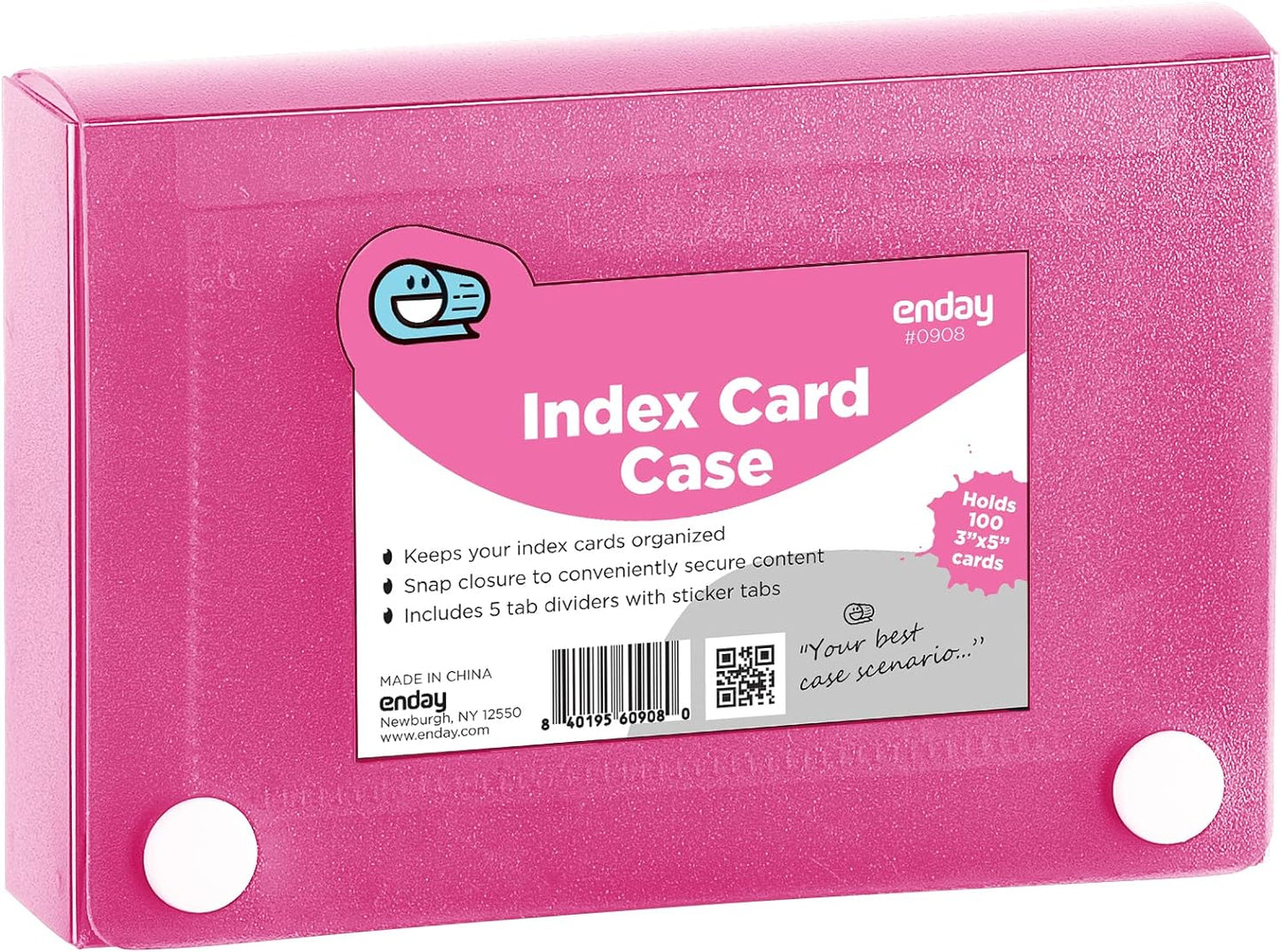 Enday Index Card Case Soft with 5 tab Dividers Pink