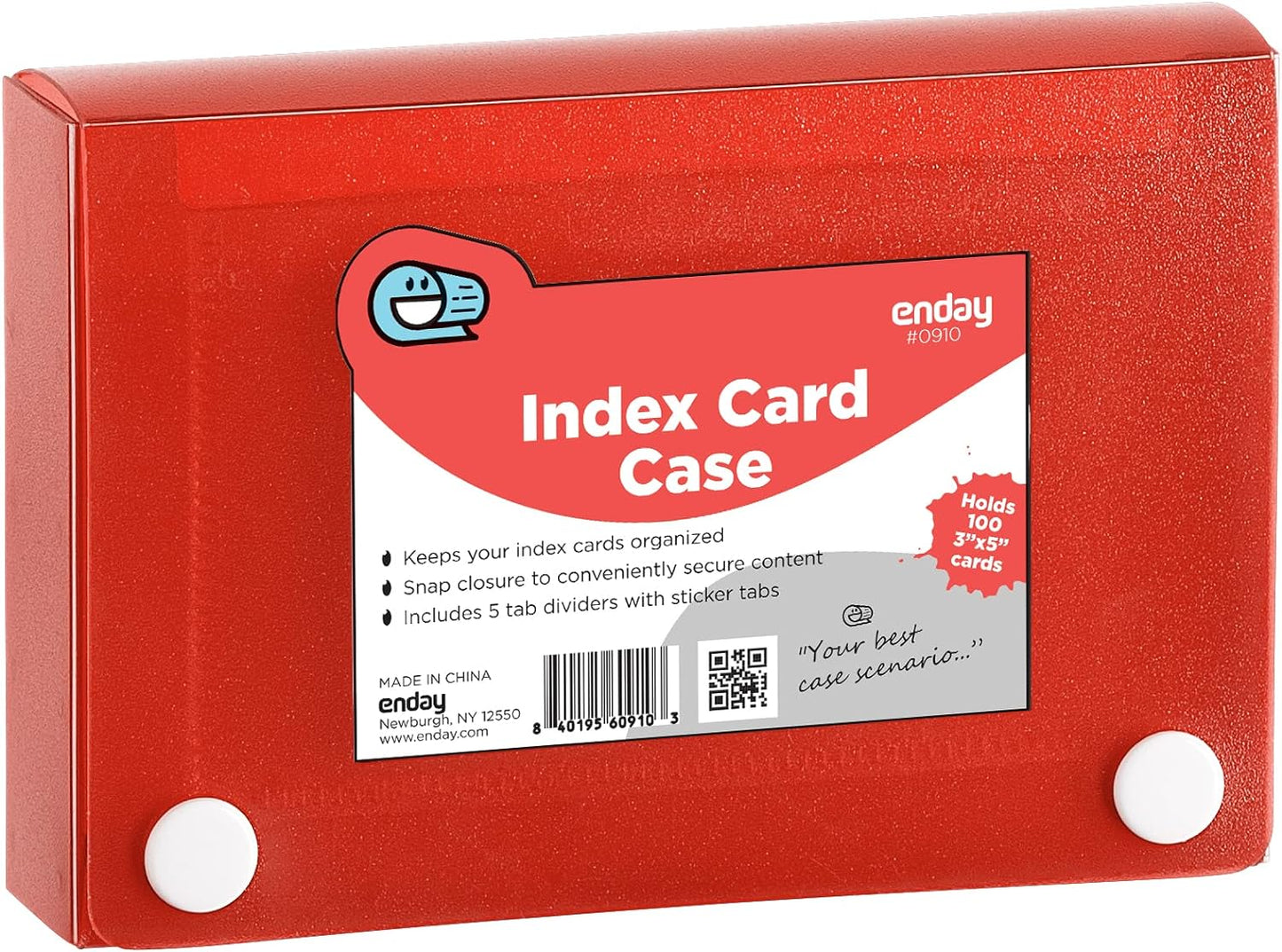 Enday Index Card Case Soft with 5 tab Dividers Red