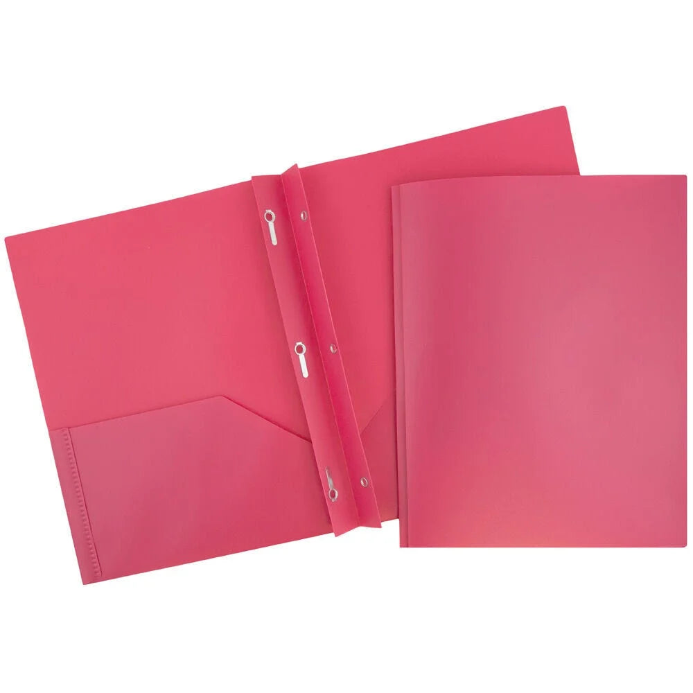 Plastic 3 Prong 2 Pocket Folder Pink