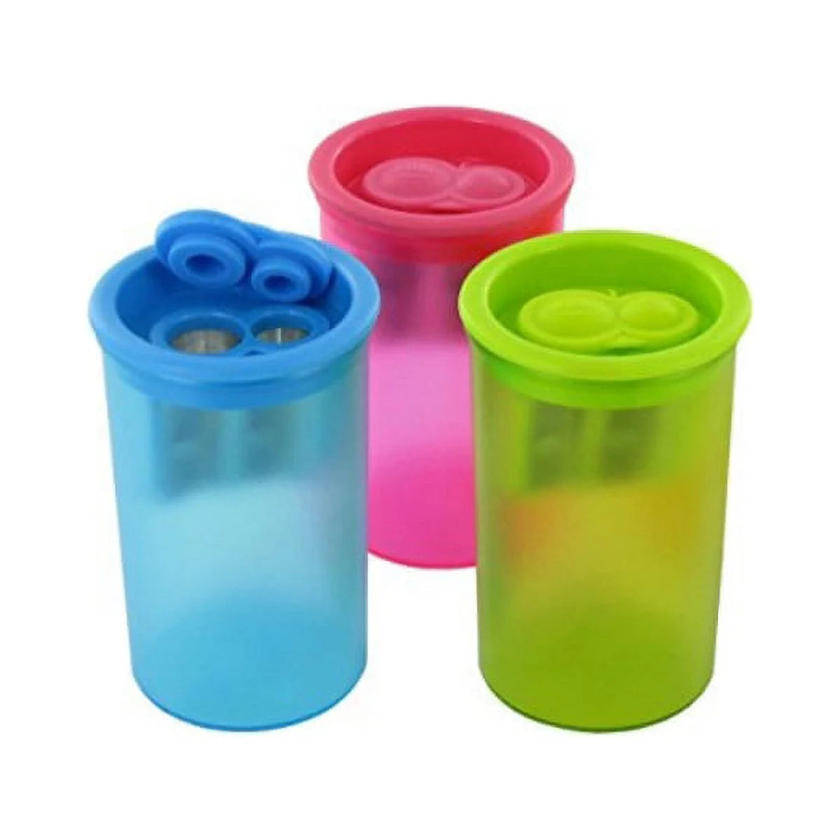 Kum 2-Hole Metal Inner Sharpener with Plastic Container, Colors Vary