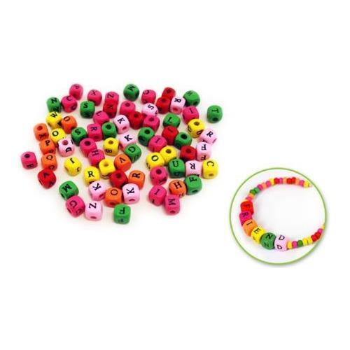 Wood Letter Beads Multi 0.4" 60/pk