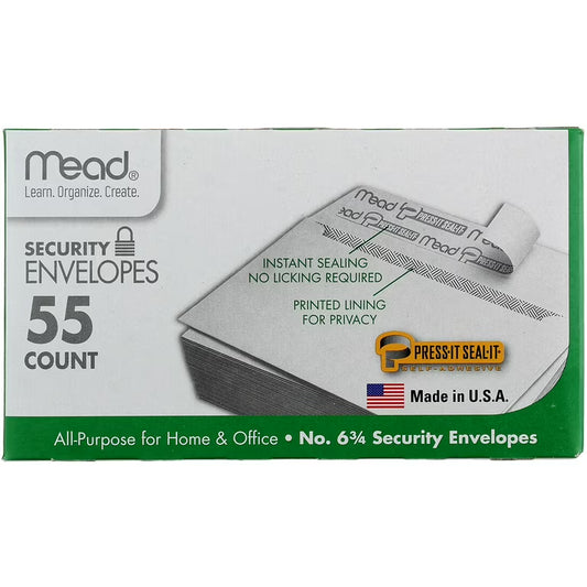 Mead Press-It #6 Security Envelopes 55 Count