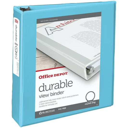 3-Ring Durable View Binder, 2" Round Rings, Jeweler Blue