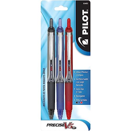 Pilot Precise V5 RT Extra-Fine Premium Retractable Rolling Ball Pens Assorted 3 Pack