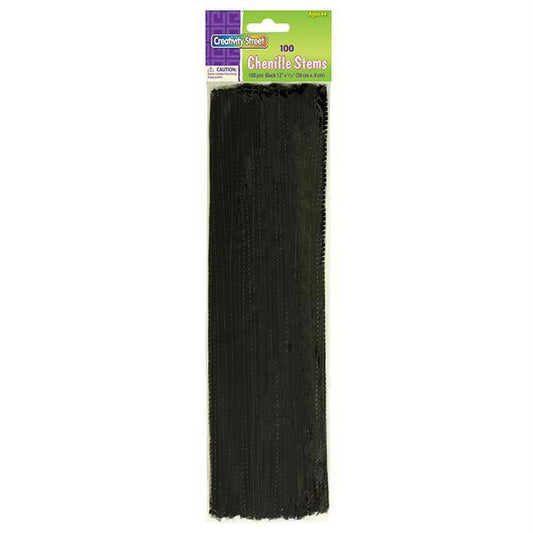 Pipe Cleaner (Chenille Stems) 12" X 6 100 Pieces Black