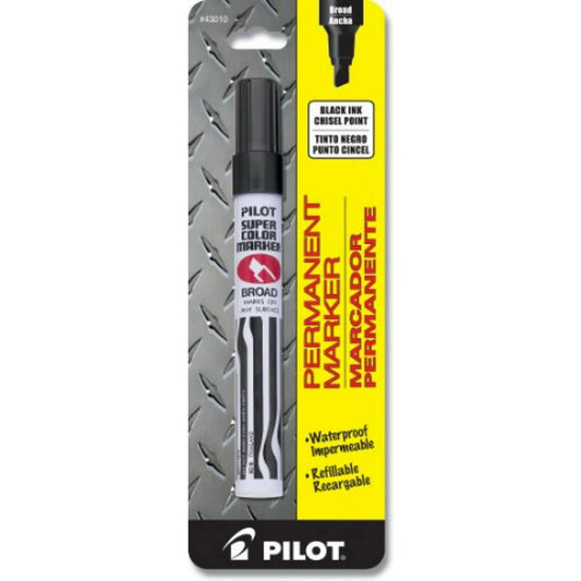 Pilot Super Color Permanent Marker, Broad Chisel Point, Black Ink